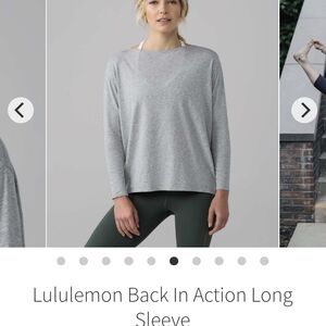 Lululemon Womens Back in Action Long Sleeve Shirt Light Grey Size L/XL